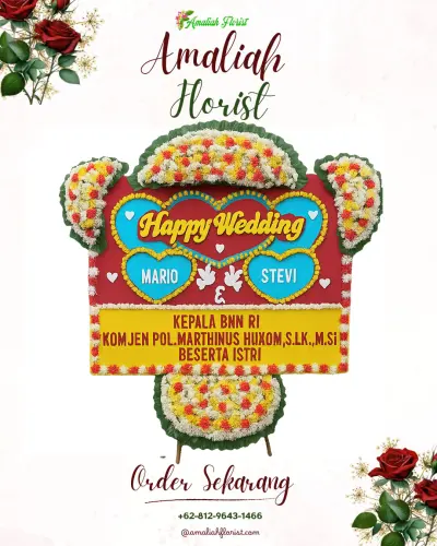 Karangan Papan Bunga Pernikahan di Kesiut